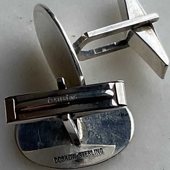 Vintage Estate Fine Sterling Silver Oval Engravable Cufflinks - Picture 5 of 8